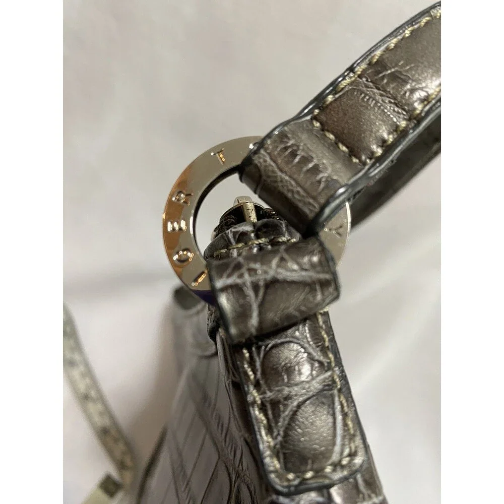 Tommy Hilfiger Small Bag Silver Purse Shoulder Bag Alligator Pattern